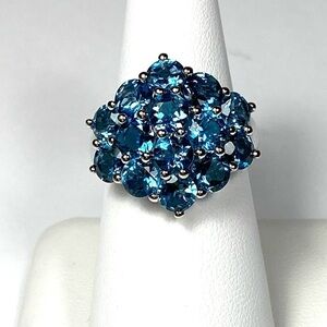 London Blue Topaz Sterling Silver Ring JTV Size 7.75 7.18g  Retired